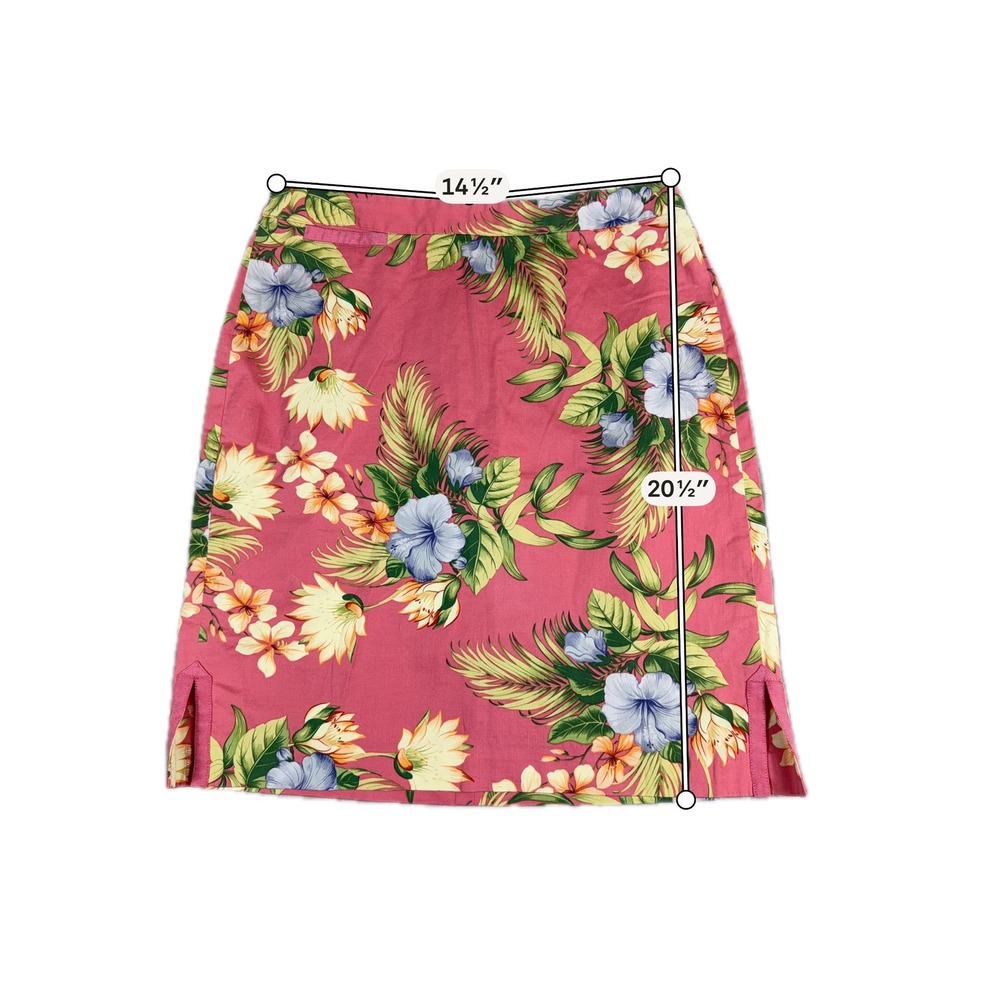 Tommy Bahama Hibiscus Floral Cotton Stretch Mini Pencil Skirt 6 Pink Tropical - Picture 6 of 7